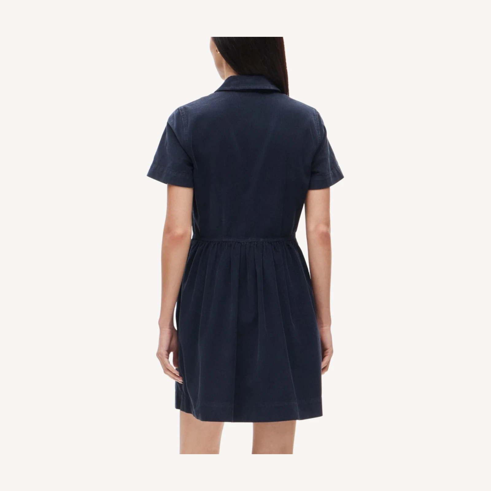 Mini zip-up shirt-dress in lightweight corduroy