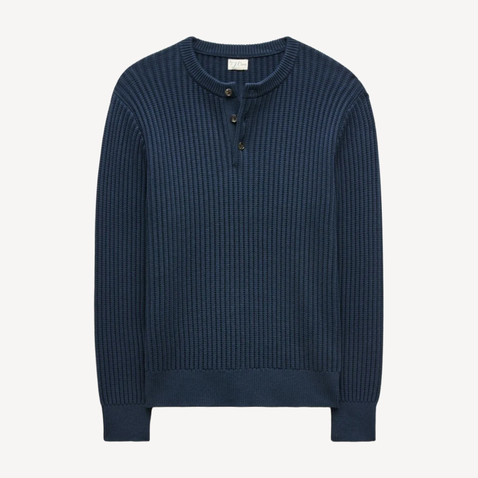 Fisherman-rib henley sweater in cotton