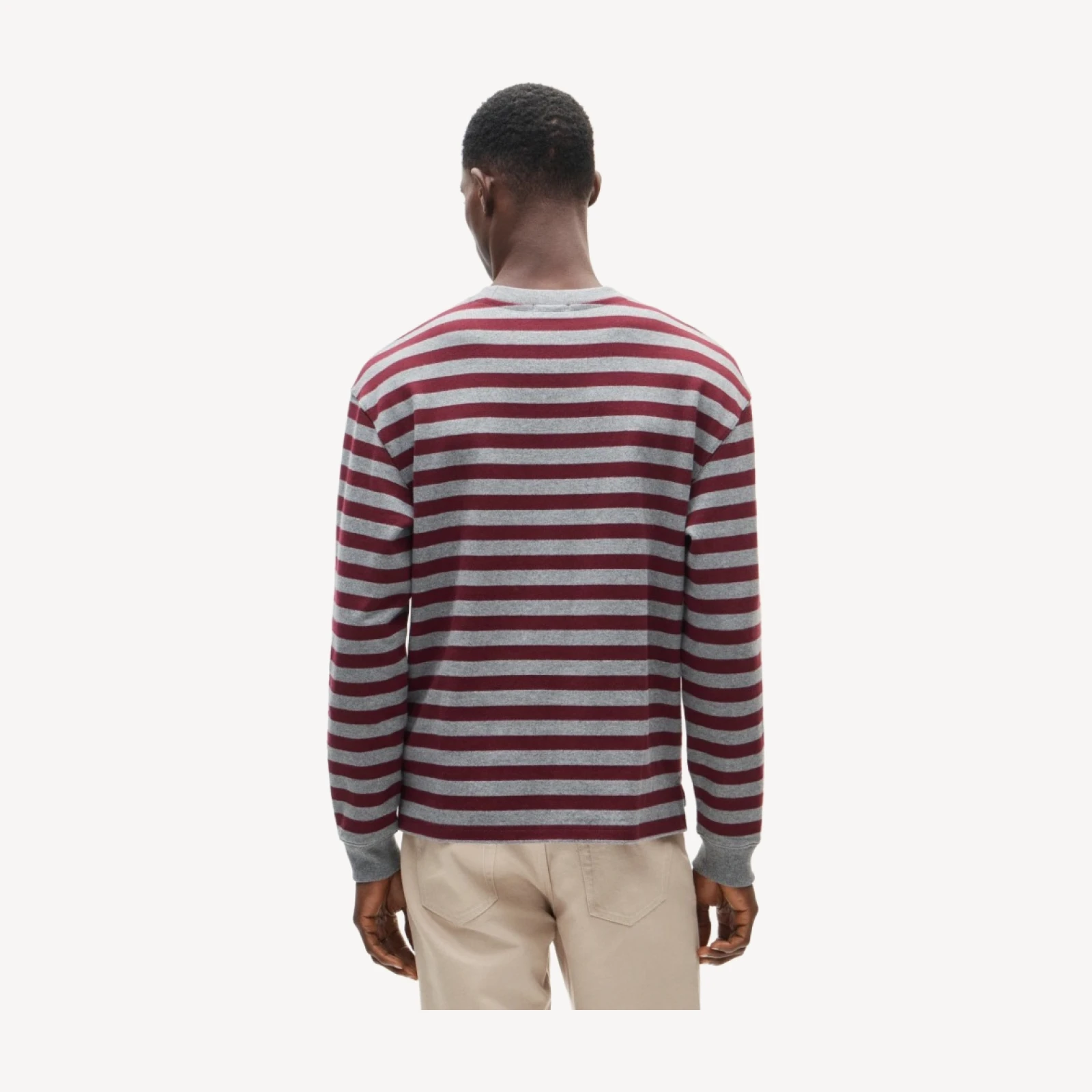 Long-sleeve crewneck in striped maritime jersey