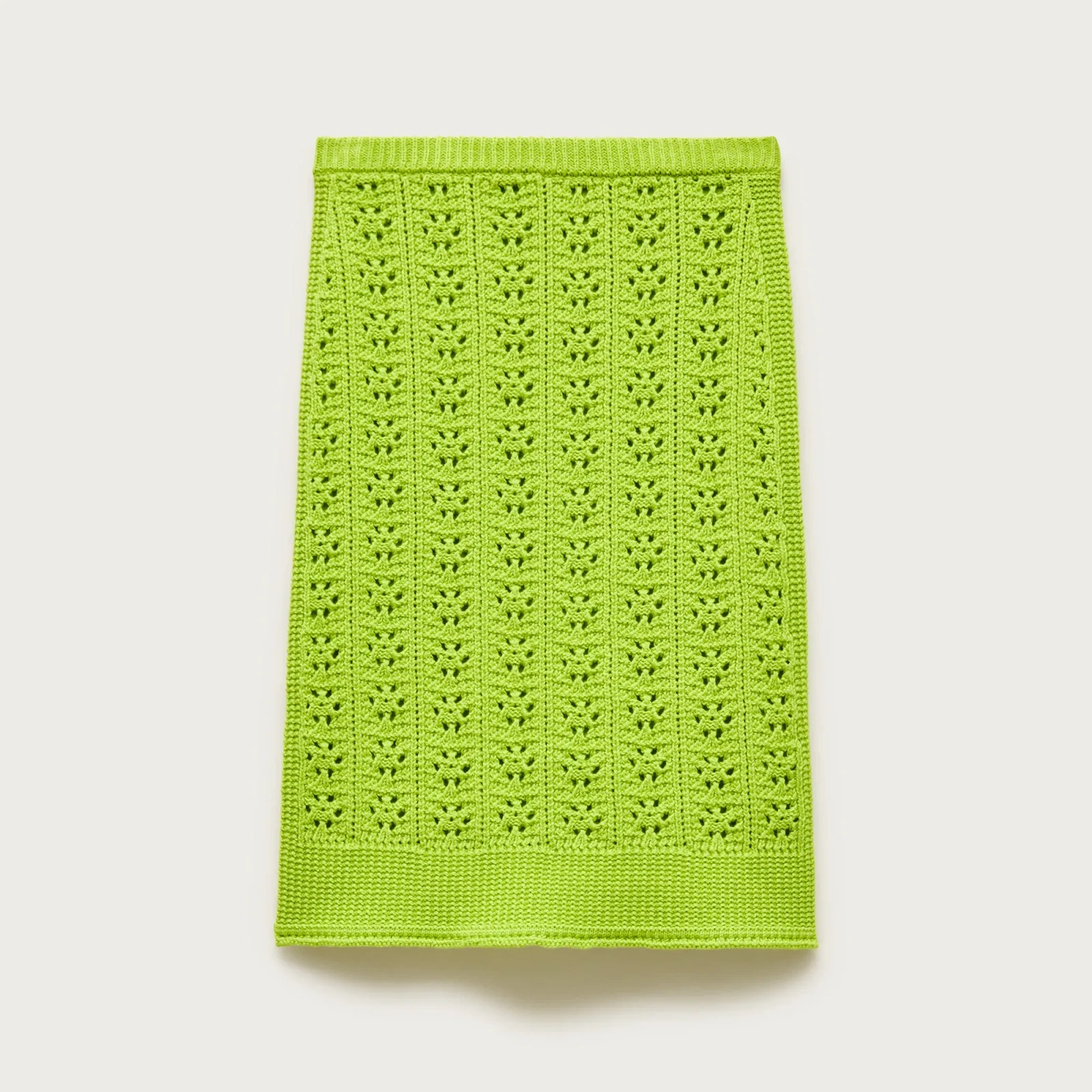 Pointelle-knit knee-length skirt in cotton