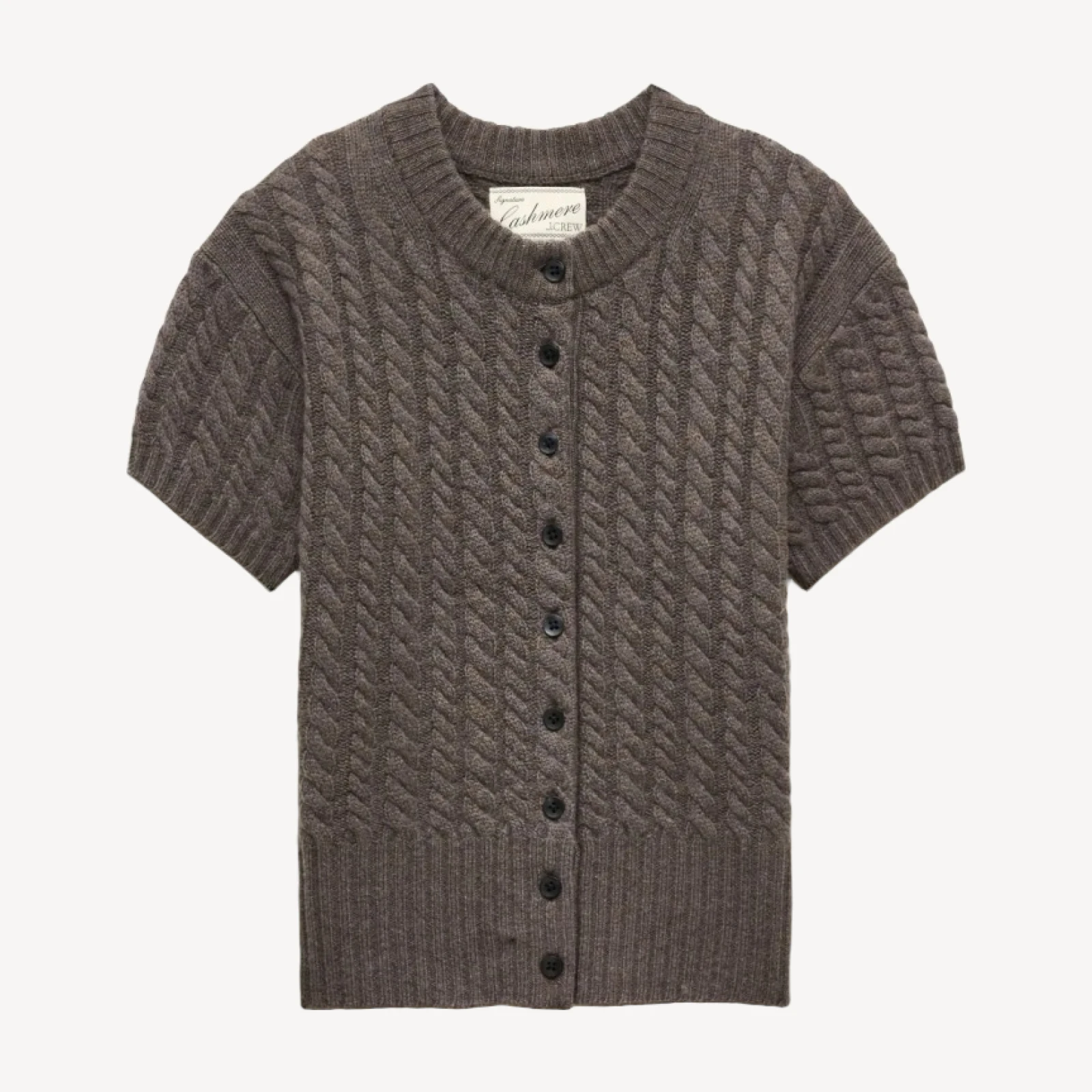 Cashmere short-sleeve cable-knit cardigan