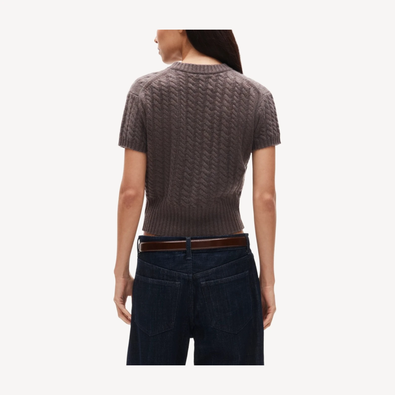 Cashmere short-sleeve cable-knit cardigan