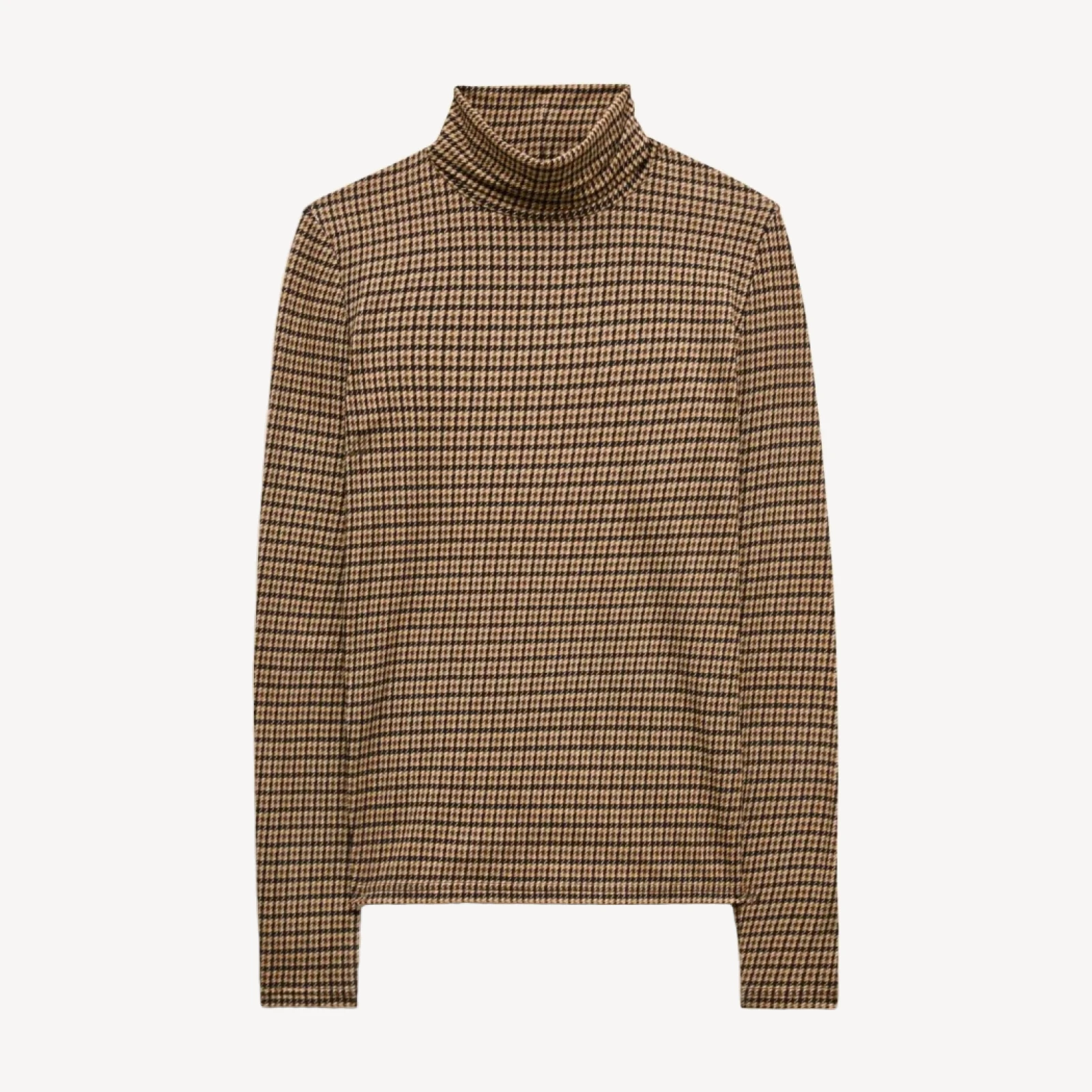 Feather jersey turtleneck in plaid