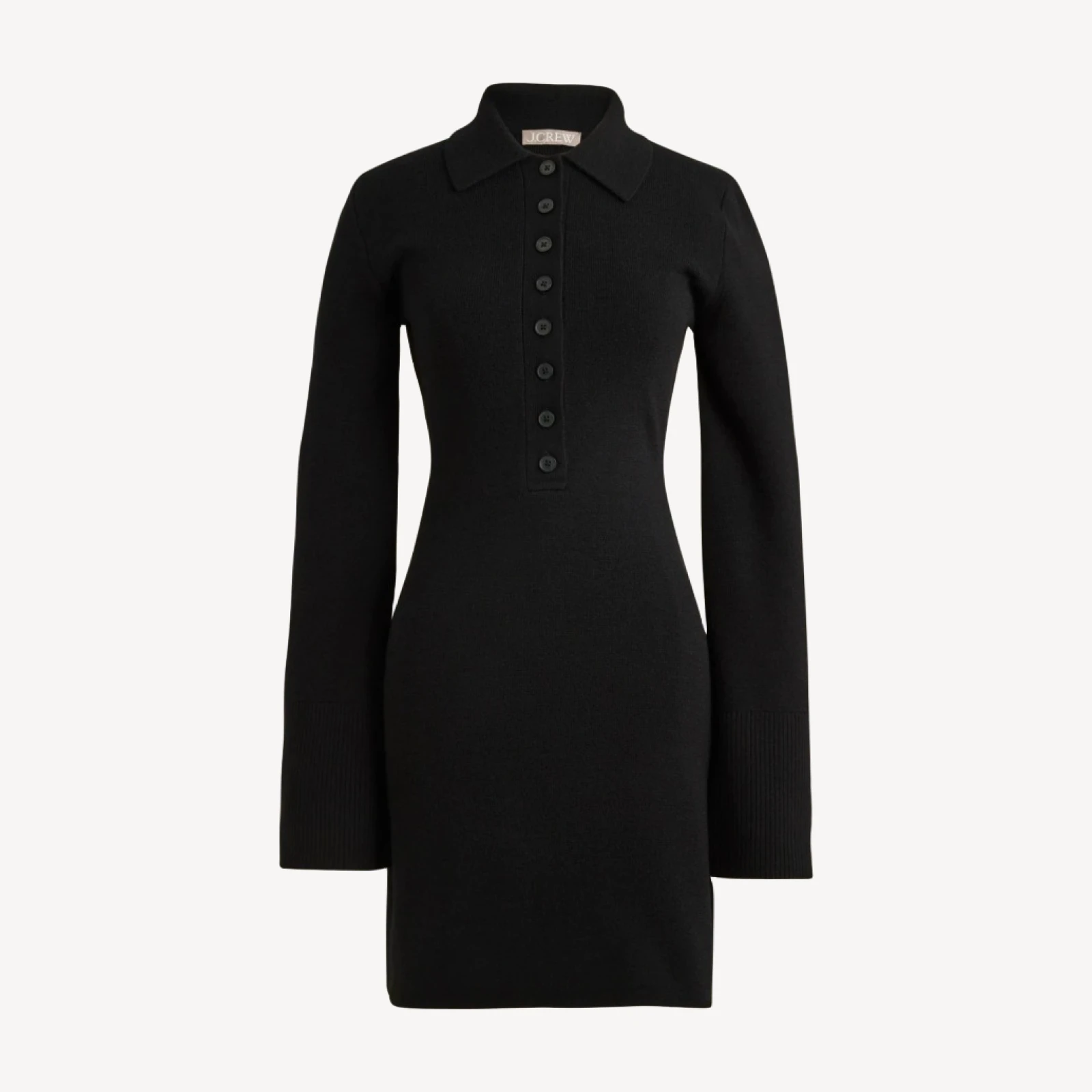 Bell-sleeve mini sweater-dress in merino wool