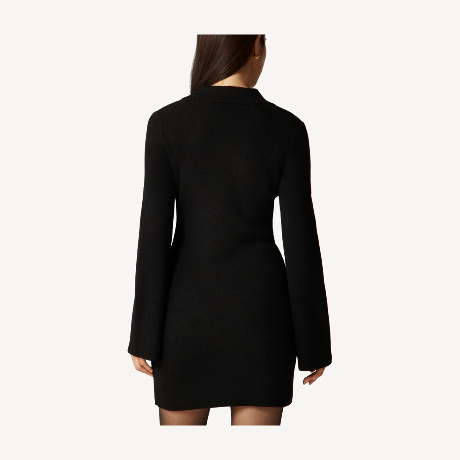 Bell-sleeve mini sweater-dress in merino wool