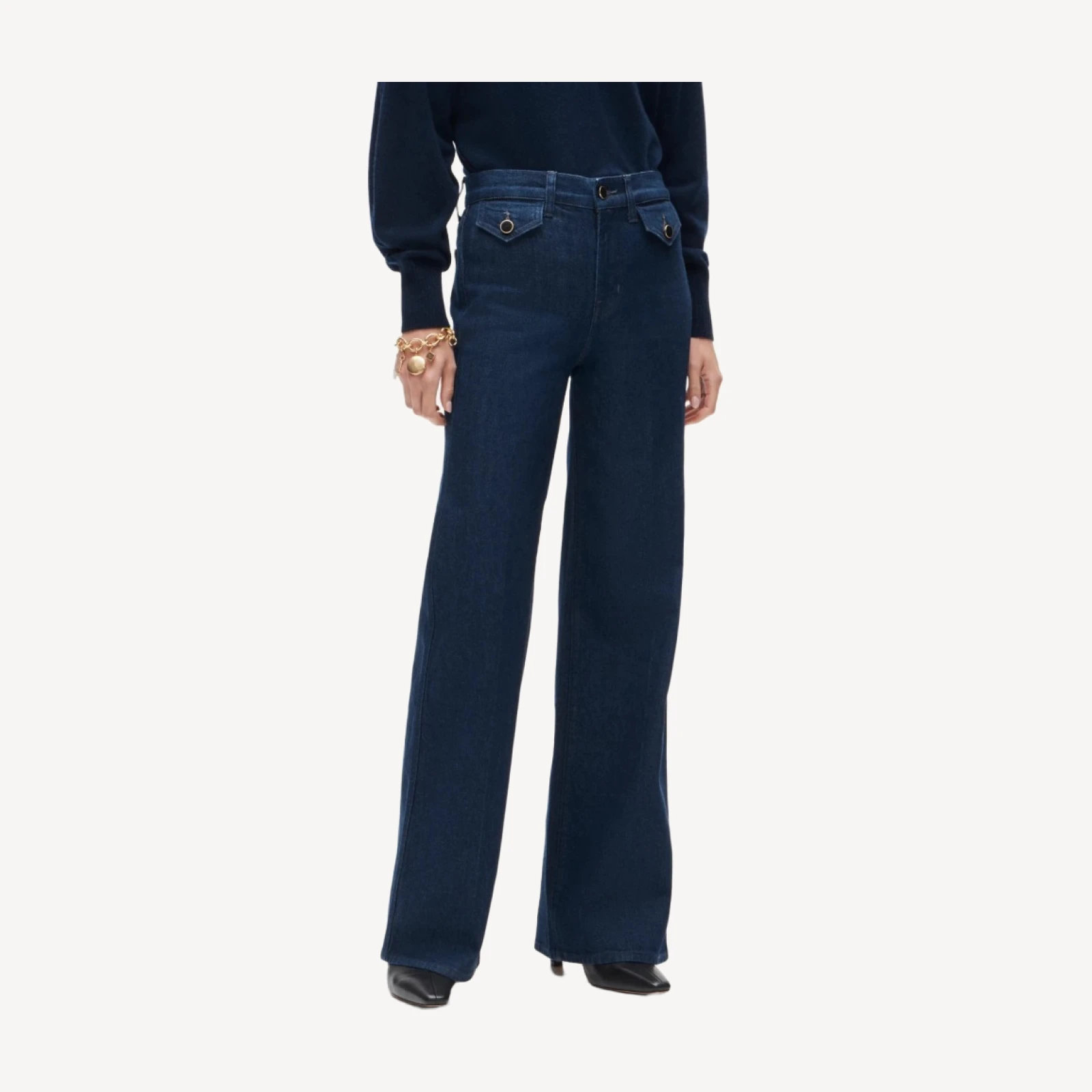 Denim trouser jean with flap pockets