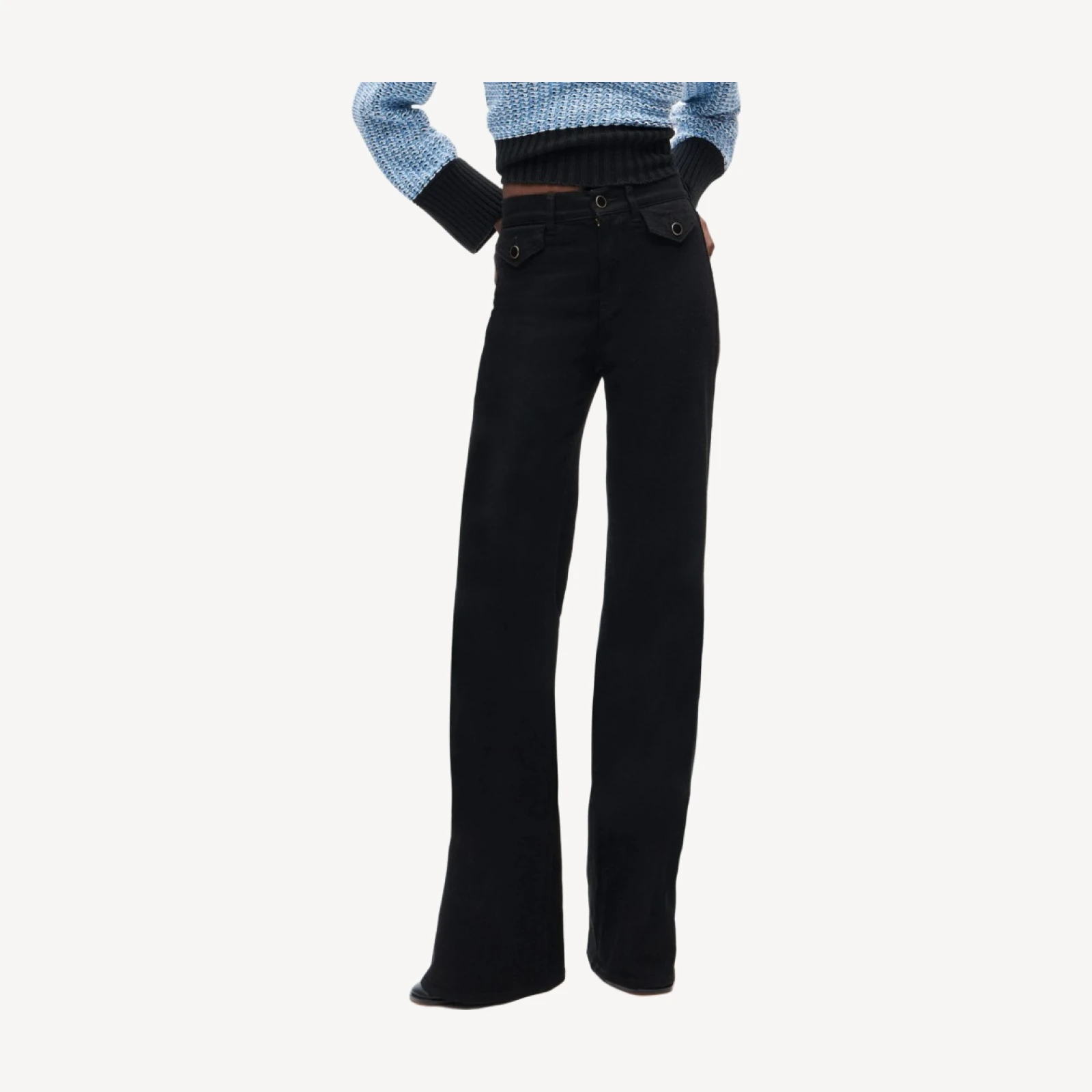 Denim trouser jean with flap pockets