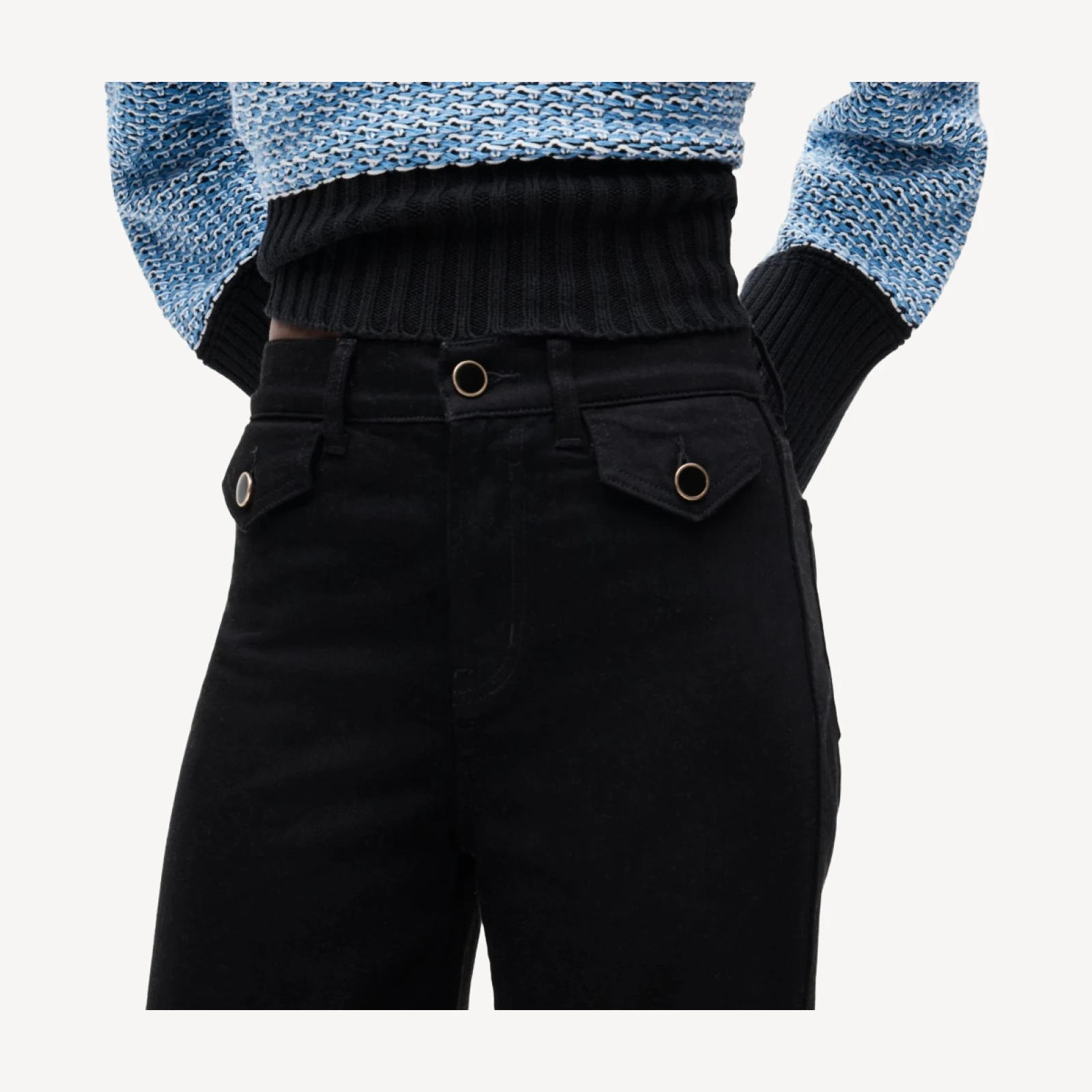 Denim trouser jean with flap pockets