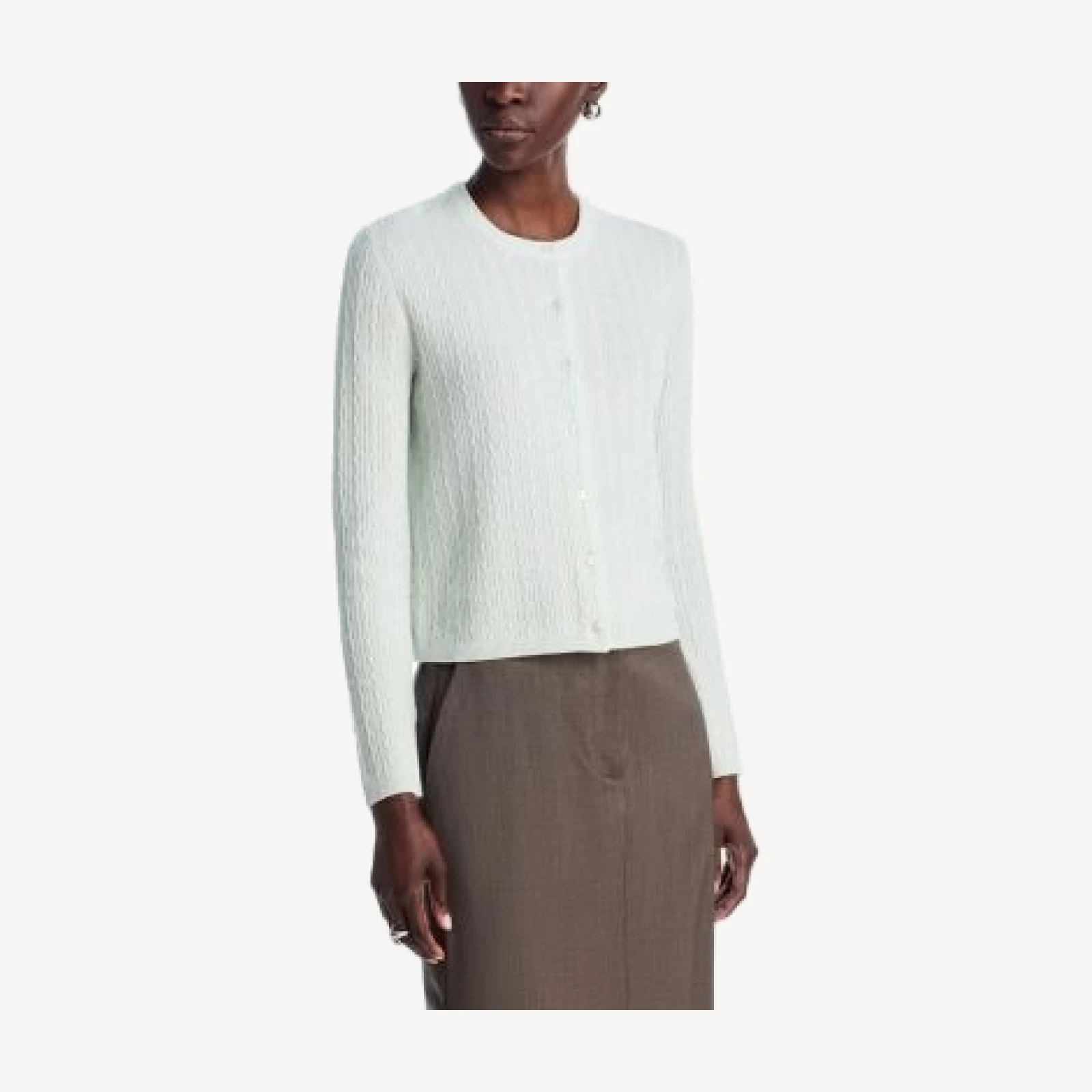 Theory Ribbed Cable Knit Cashmere Cardigan Sweater