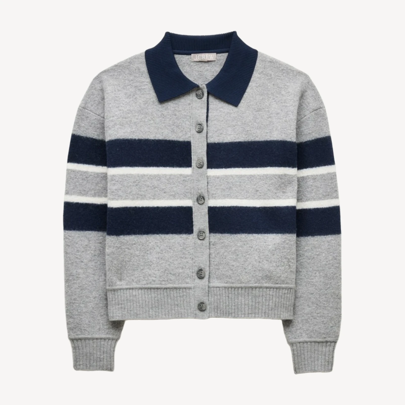 Rugby sweater-jacket in boiled merino wool