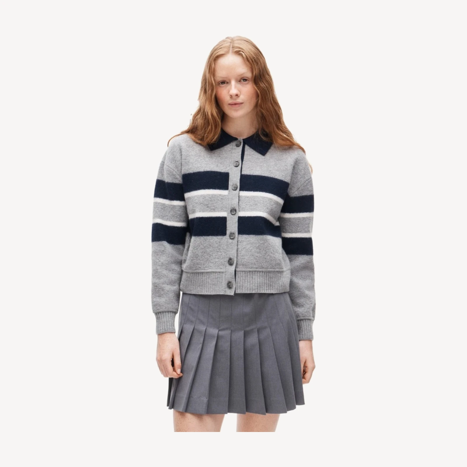 Rugby sweater-jacket in boiled merino wool