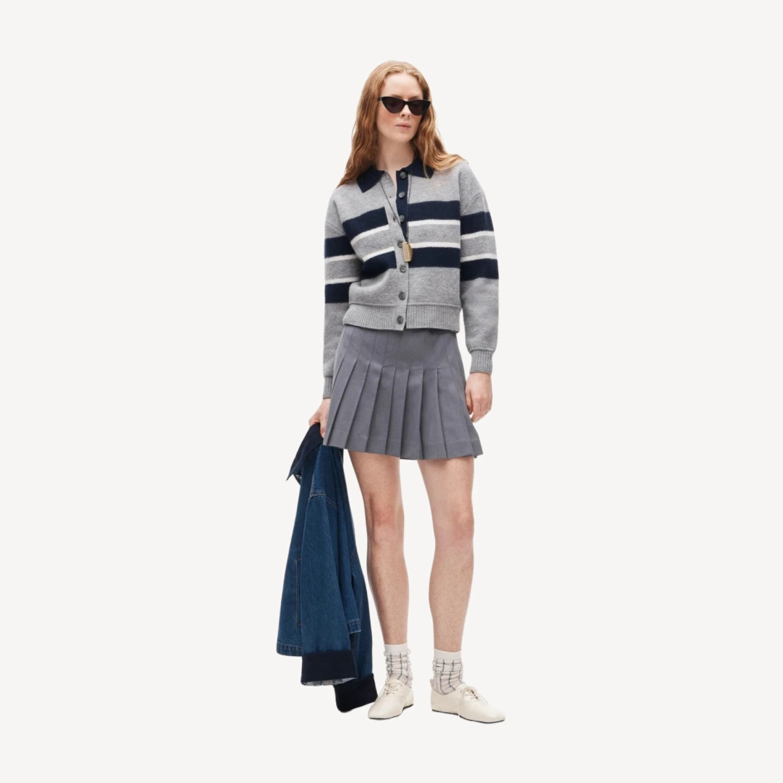 Rugby sweater-jacket in boiled merino wool