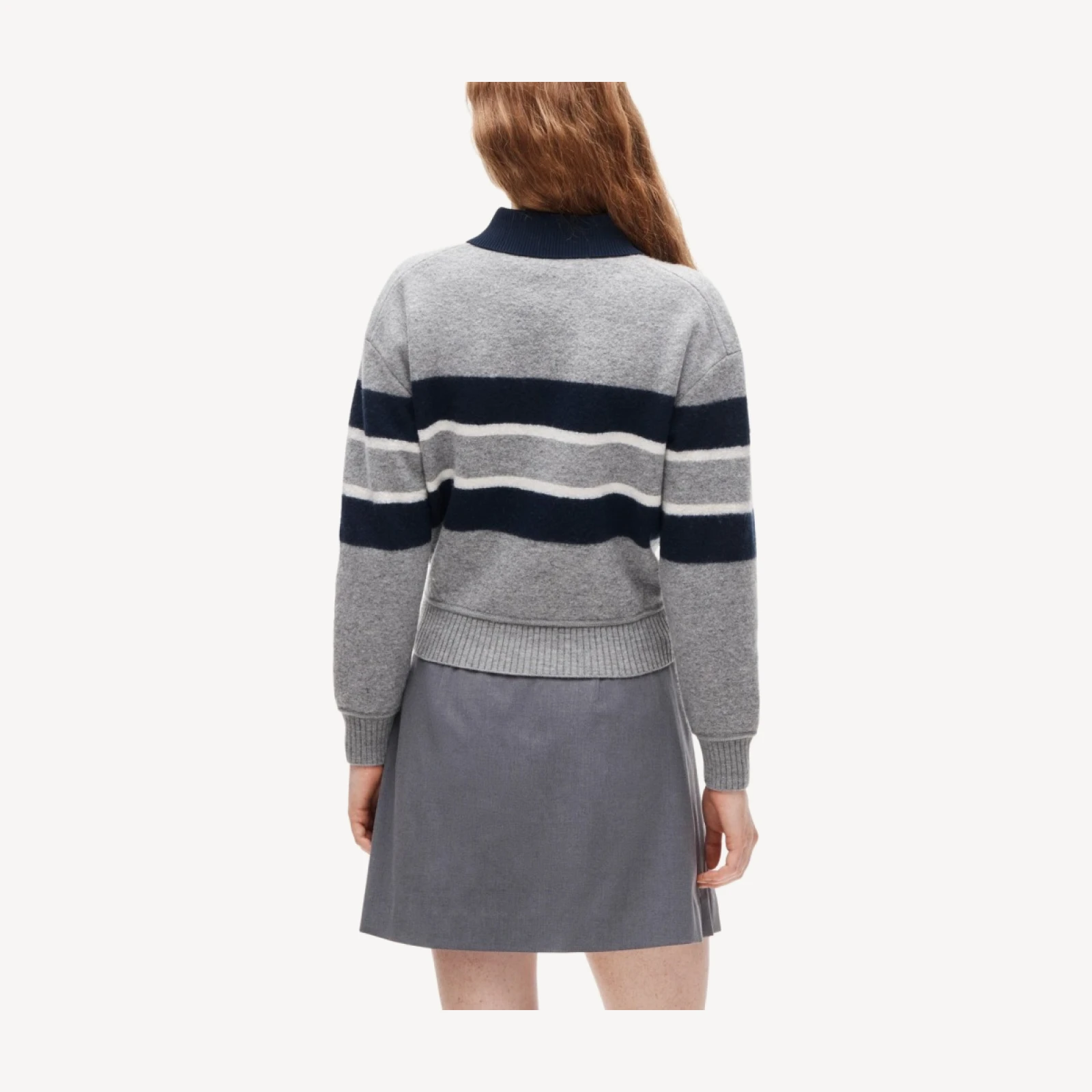 Rugby sweater-jacket in boiled merino wool