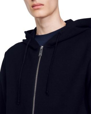 Sandro Zip Front Logo Patch Hoodie