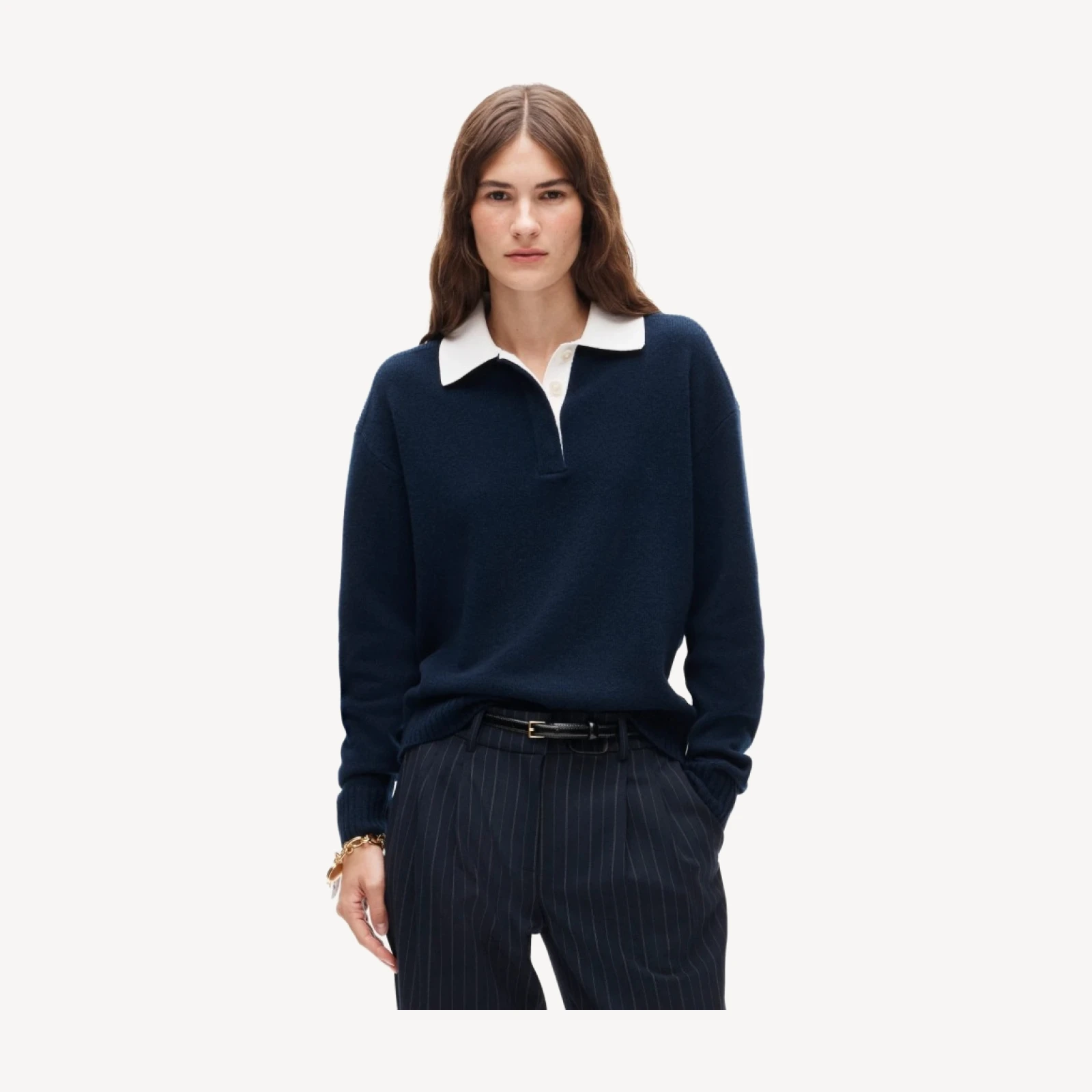 Relaxed sweater-polo in vintage wool