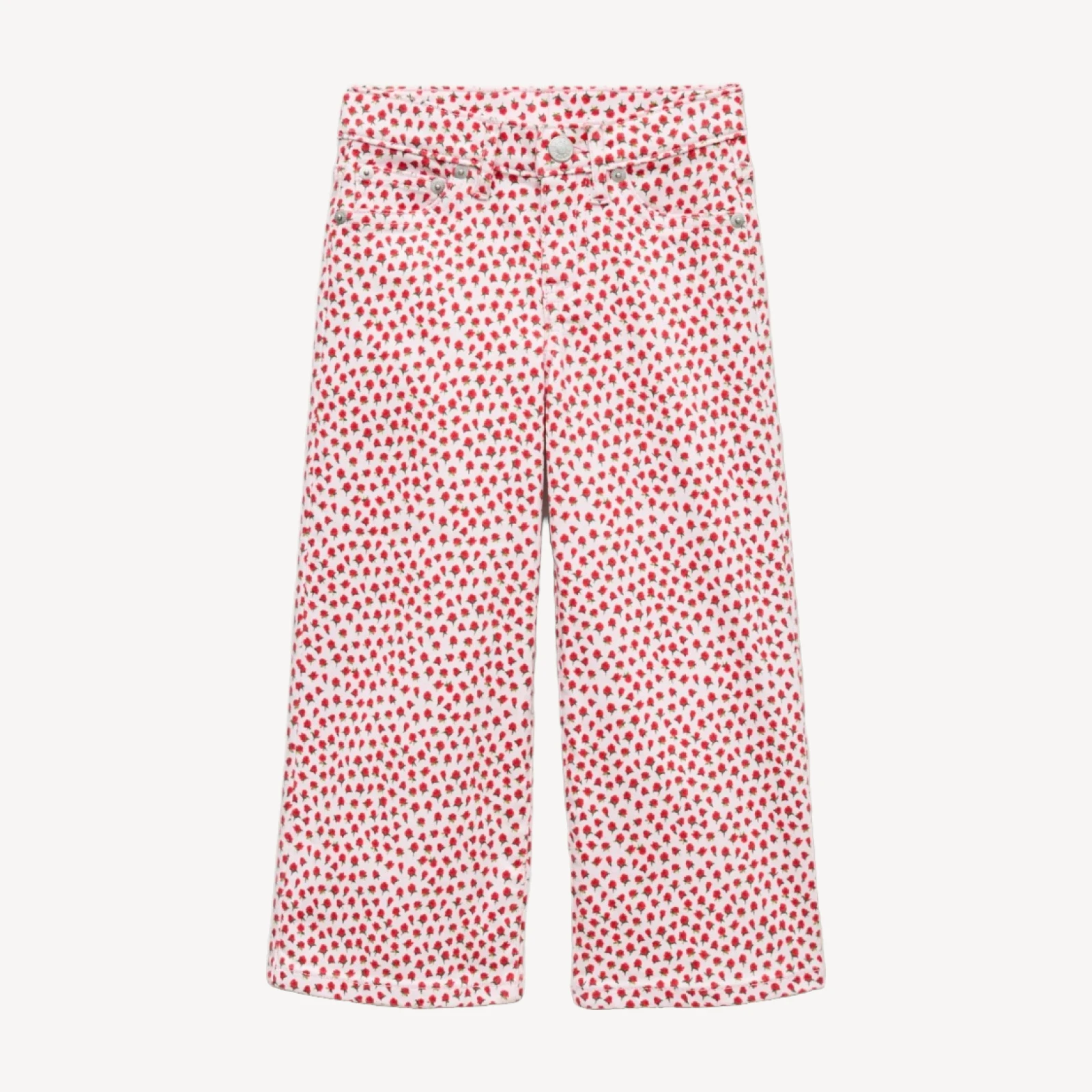 Girls' relaxed wide-leg jean in rosette print