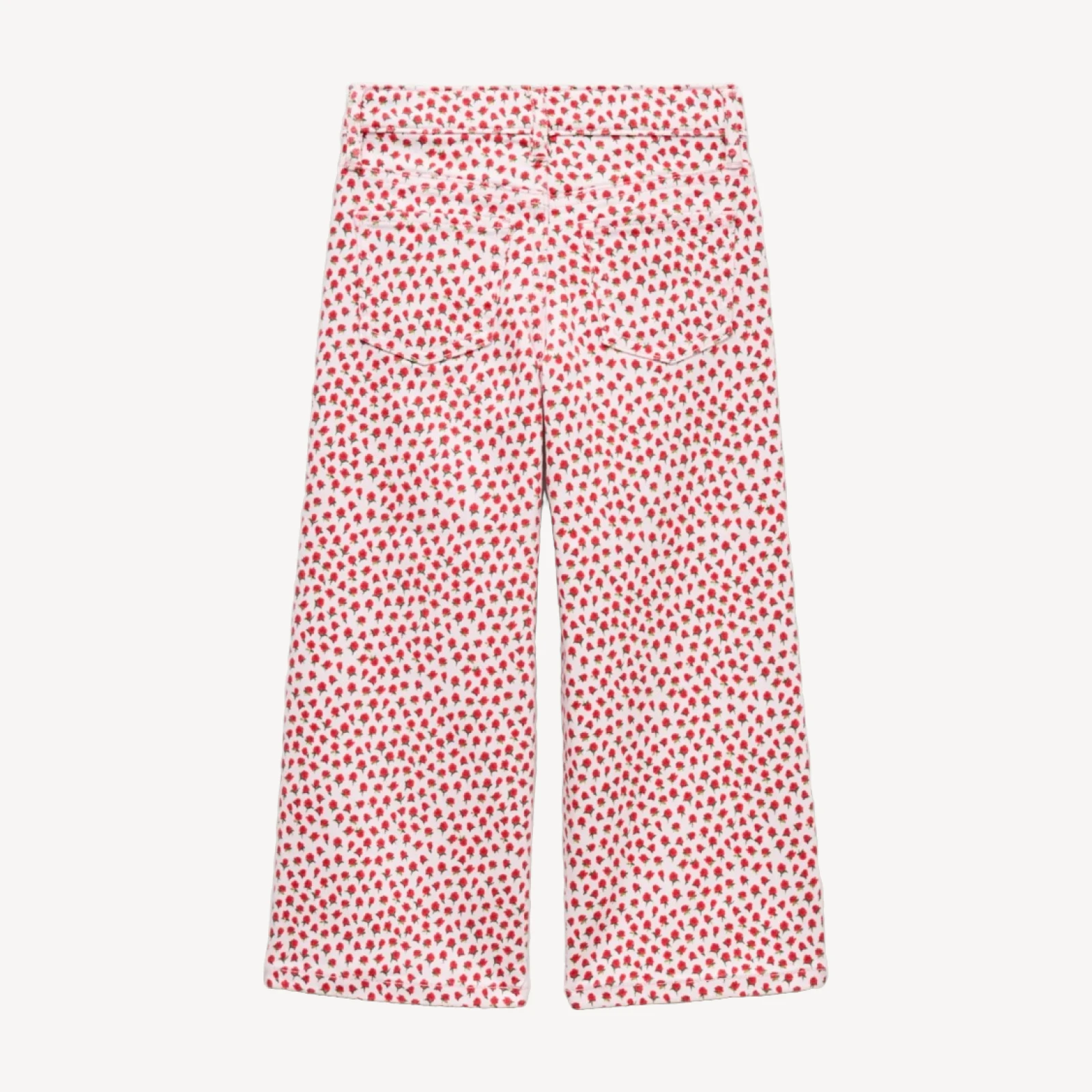 Girls' relaxed wide-leg jean in rosette print