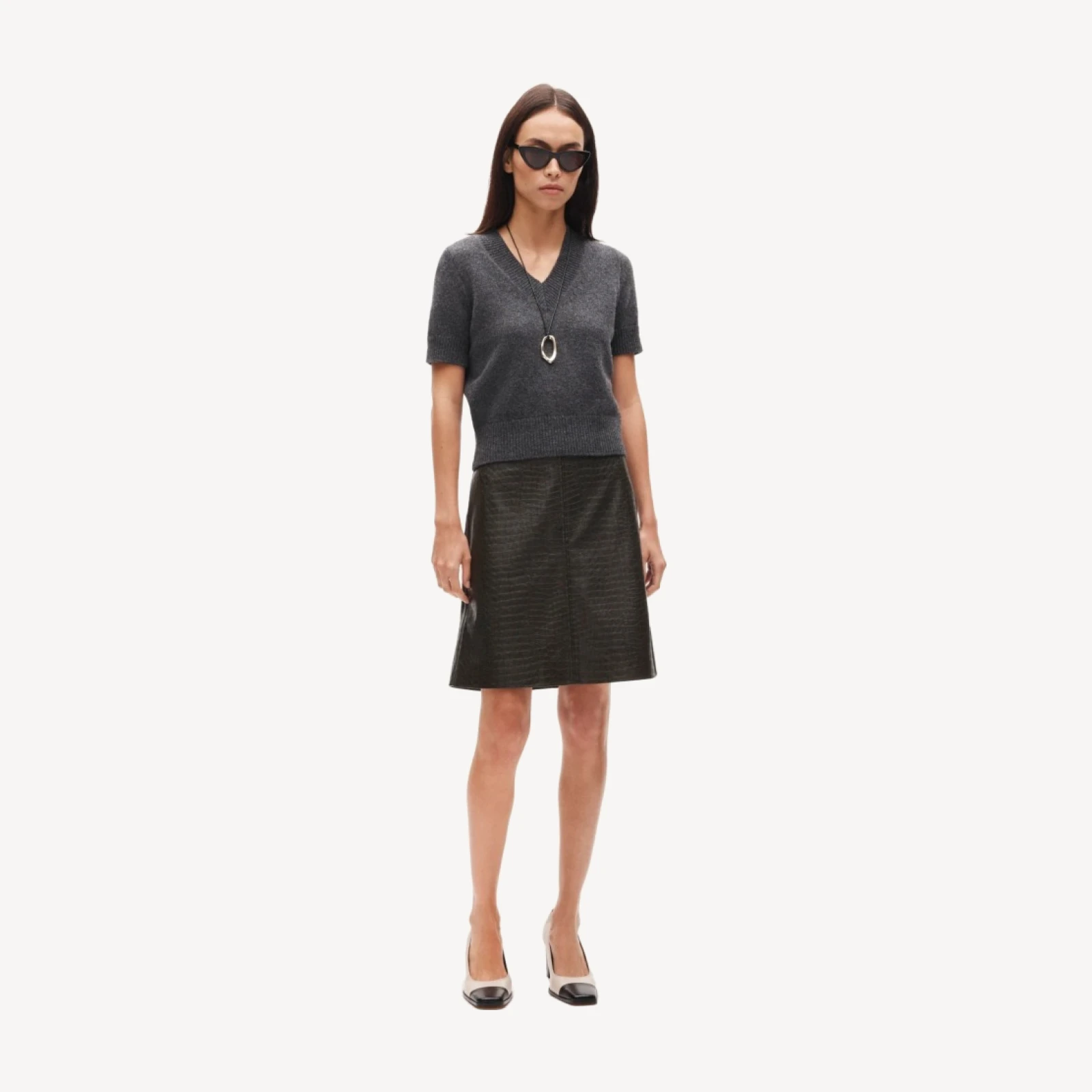 Fairfax skirt in croc-embossed faux leather