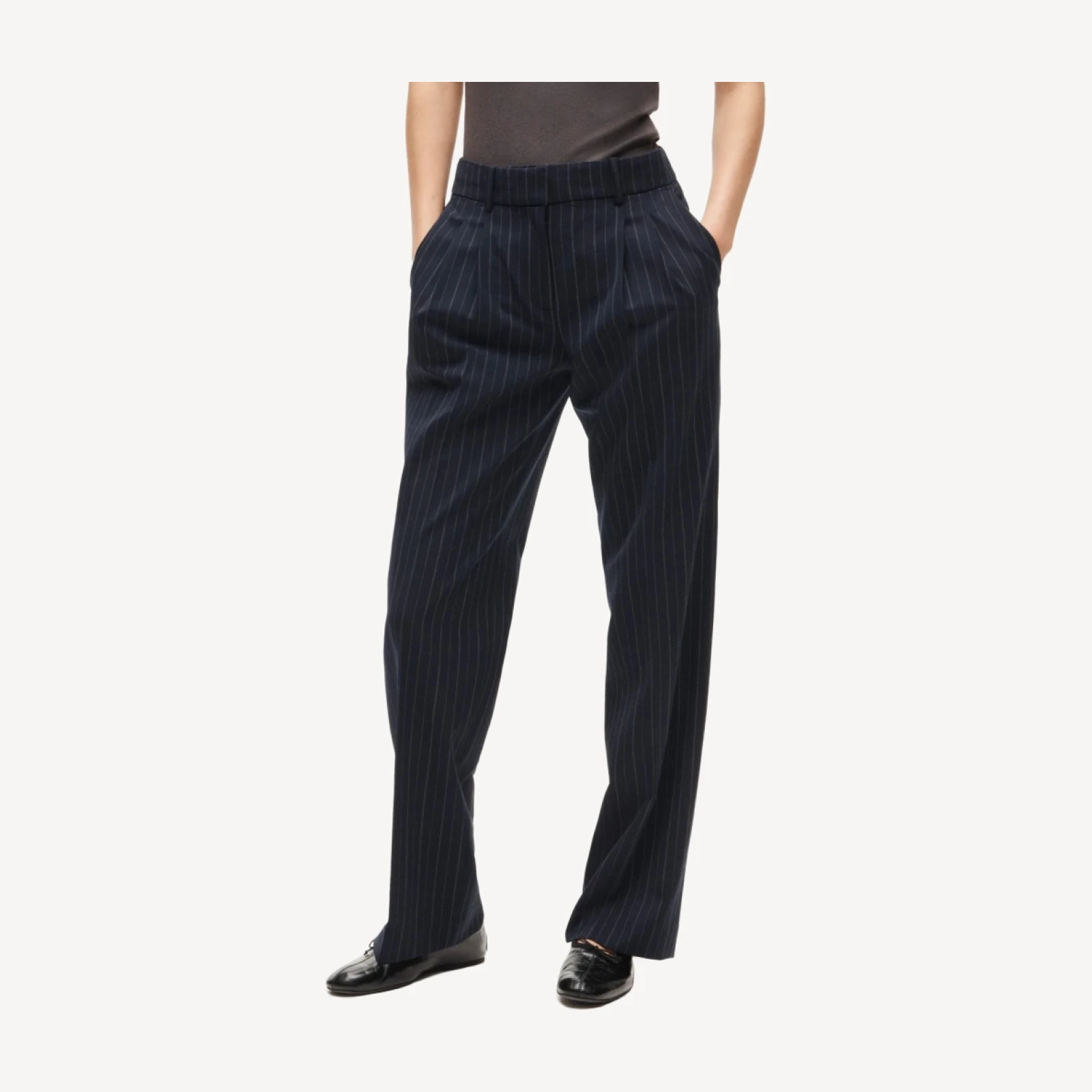 Essential trouser in striped lightspun wool blend