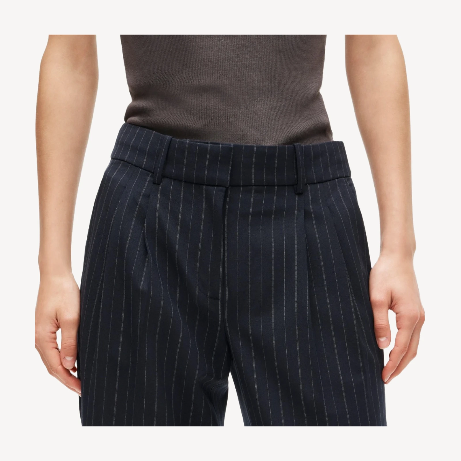 Essential trouser in striped lightspun wool blend
