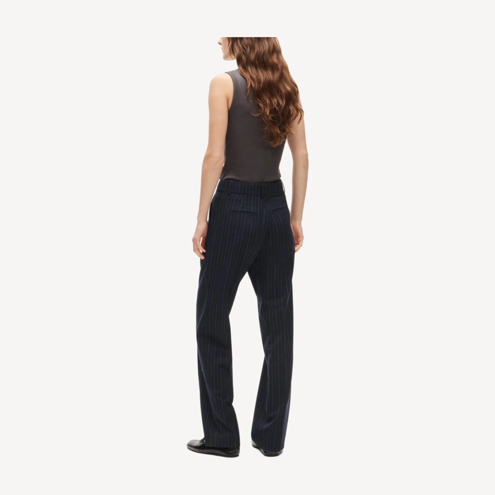 Essential trouser in striped lightspun wool blend