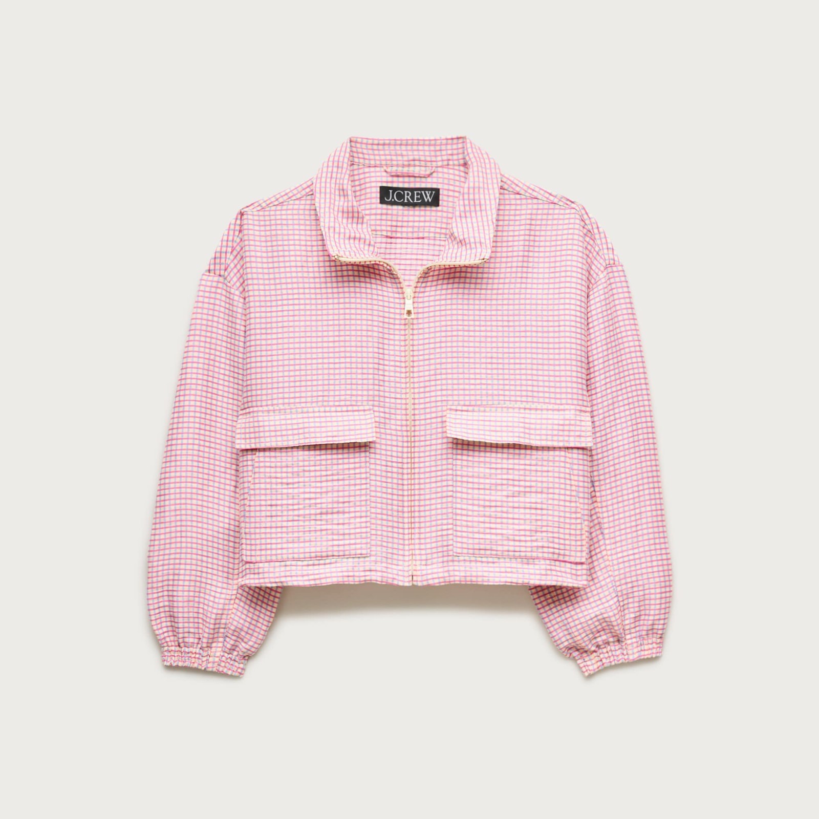 Windbreaker in plaid linen blend
