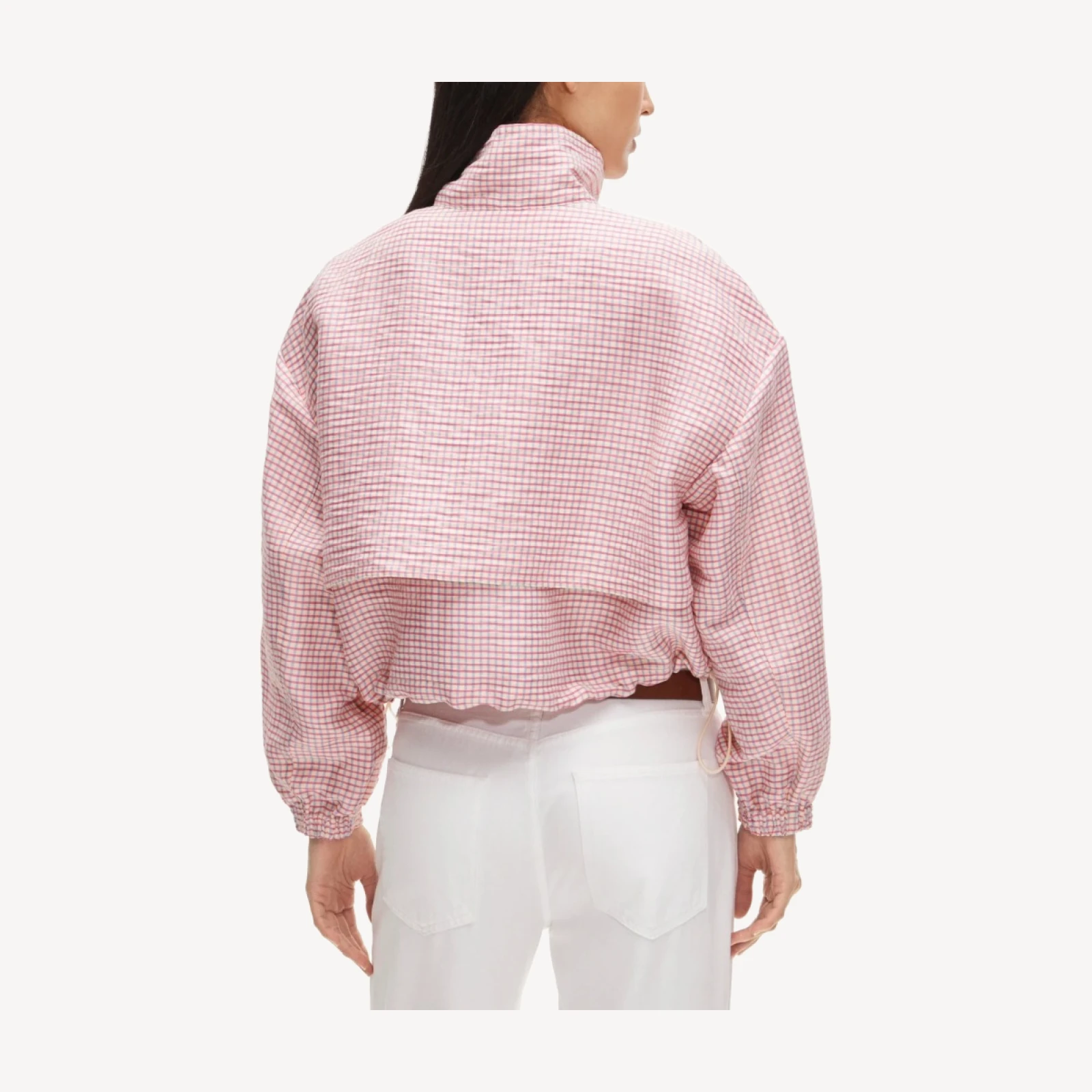 Windbreaker in plaid linen blend