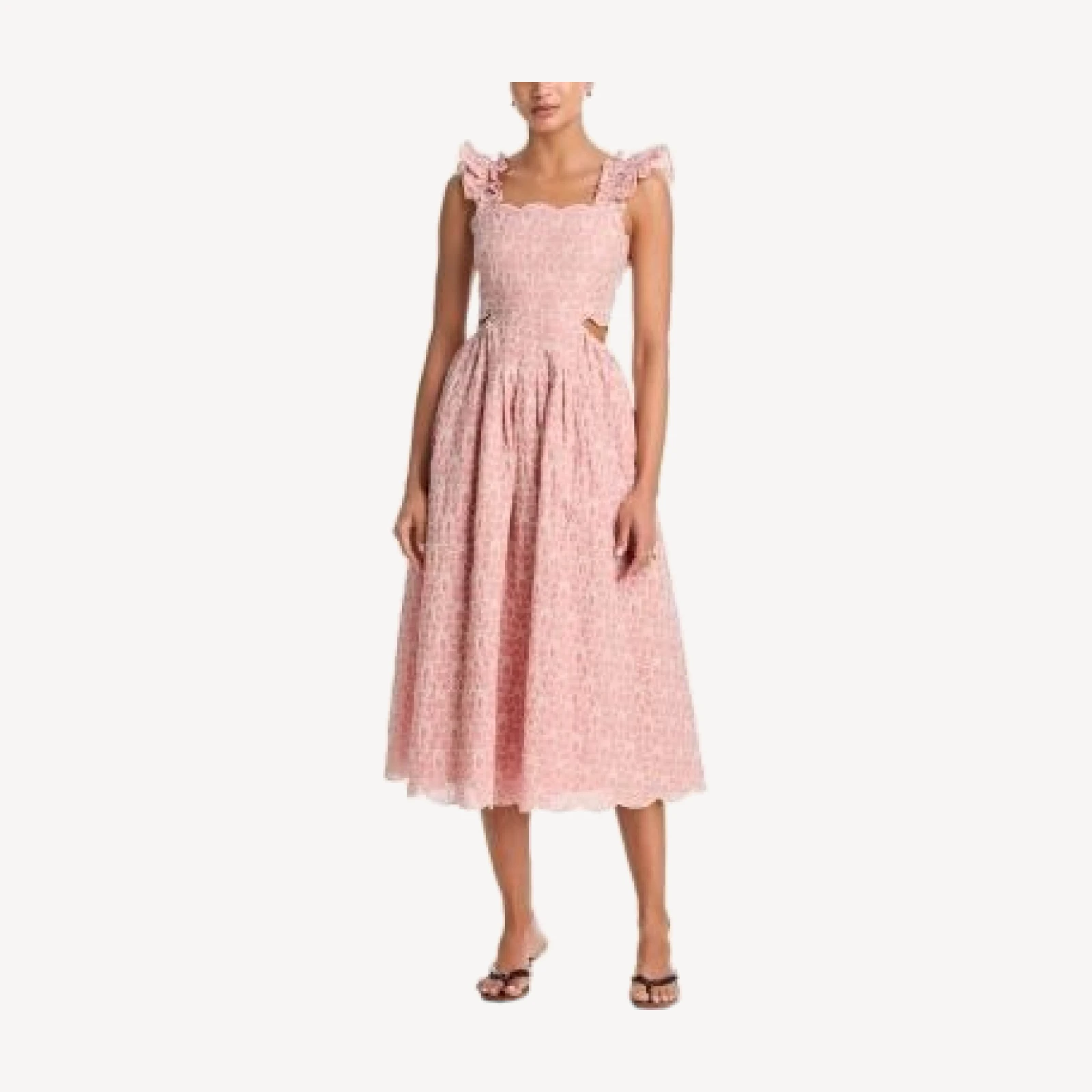 Aqua Embroidered Scallop Midi Dress - Exclusive