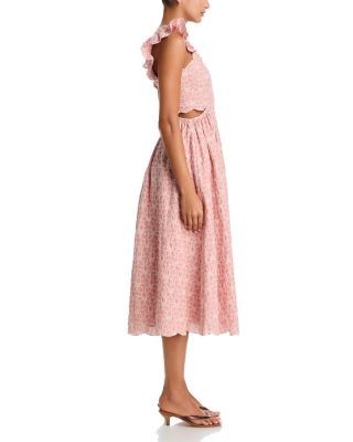 Aqua Embroidered Scallop Midi Dress - Exclusive
