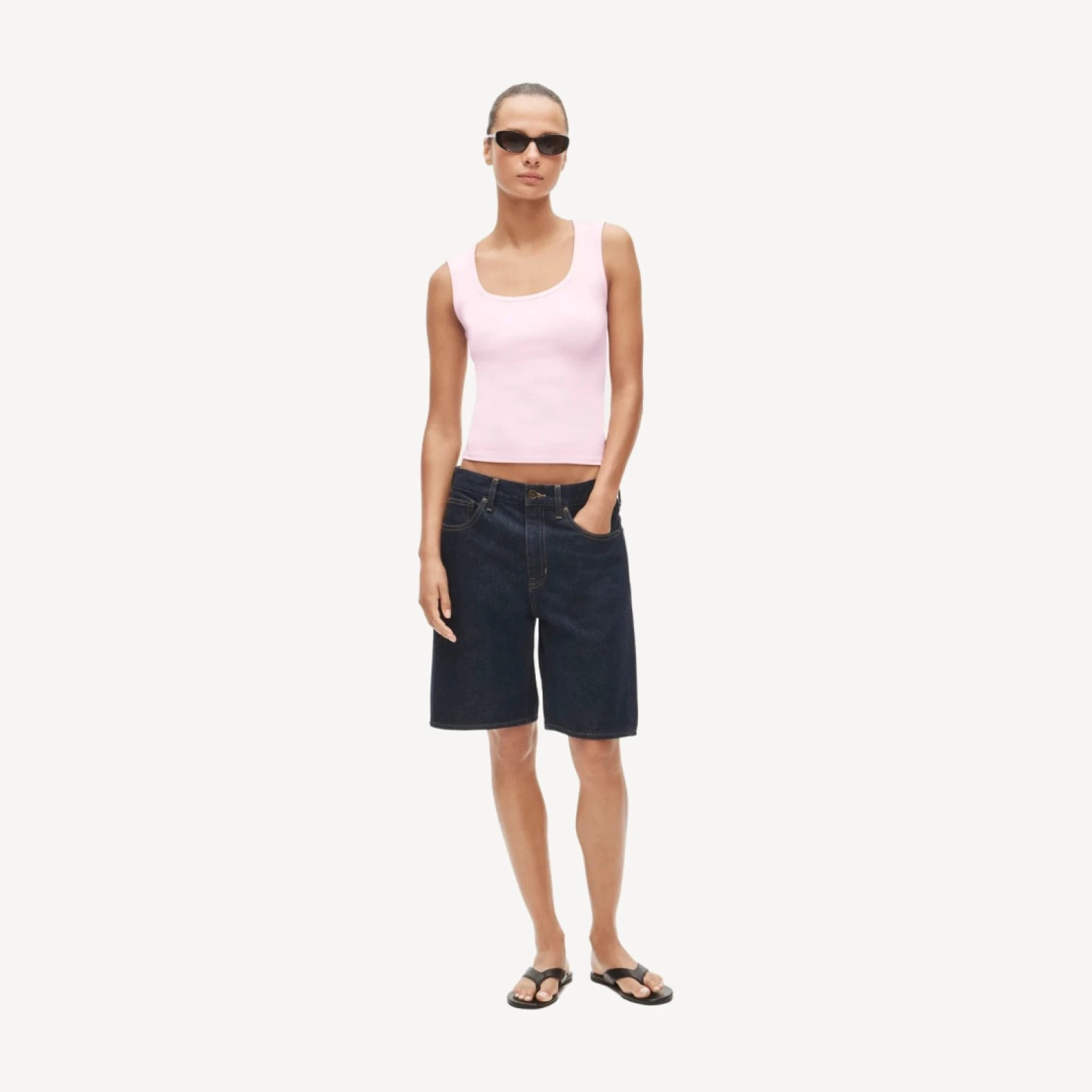 Refined rib scoopneck tank top