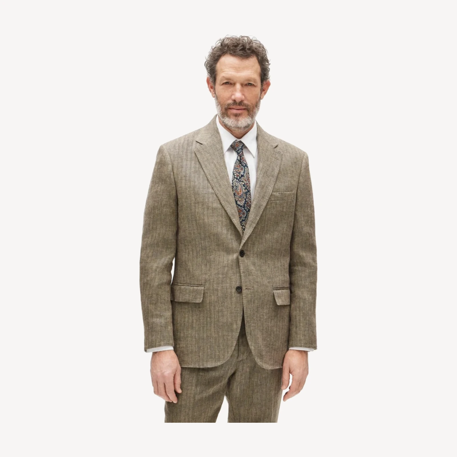 Crosby Classic-fit suit jacket in linen herringbone twill