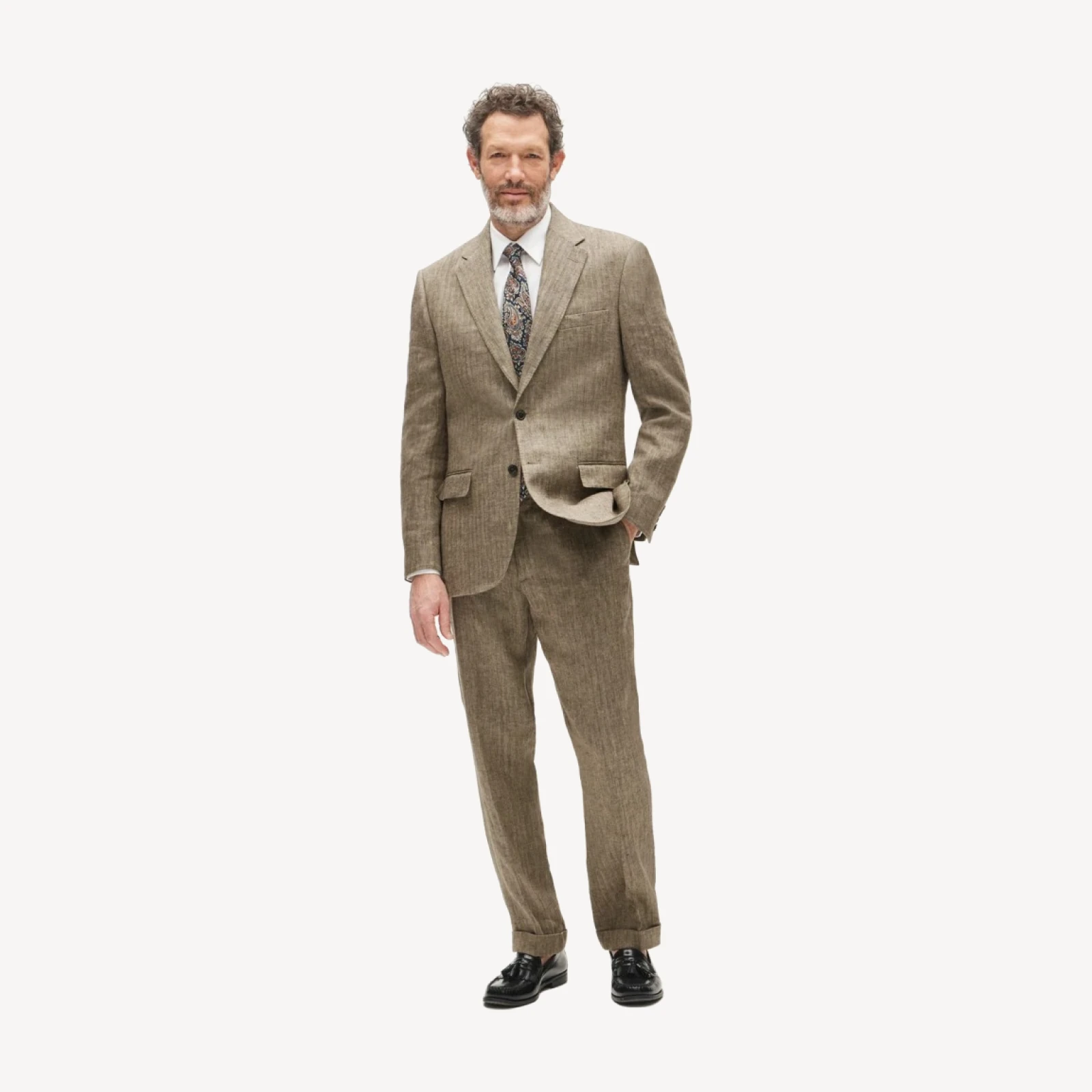Crosby Classic-fit suit jacket in linen herringbone twill