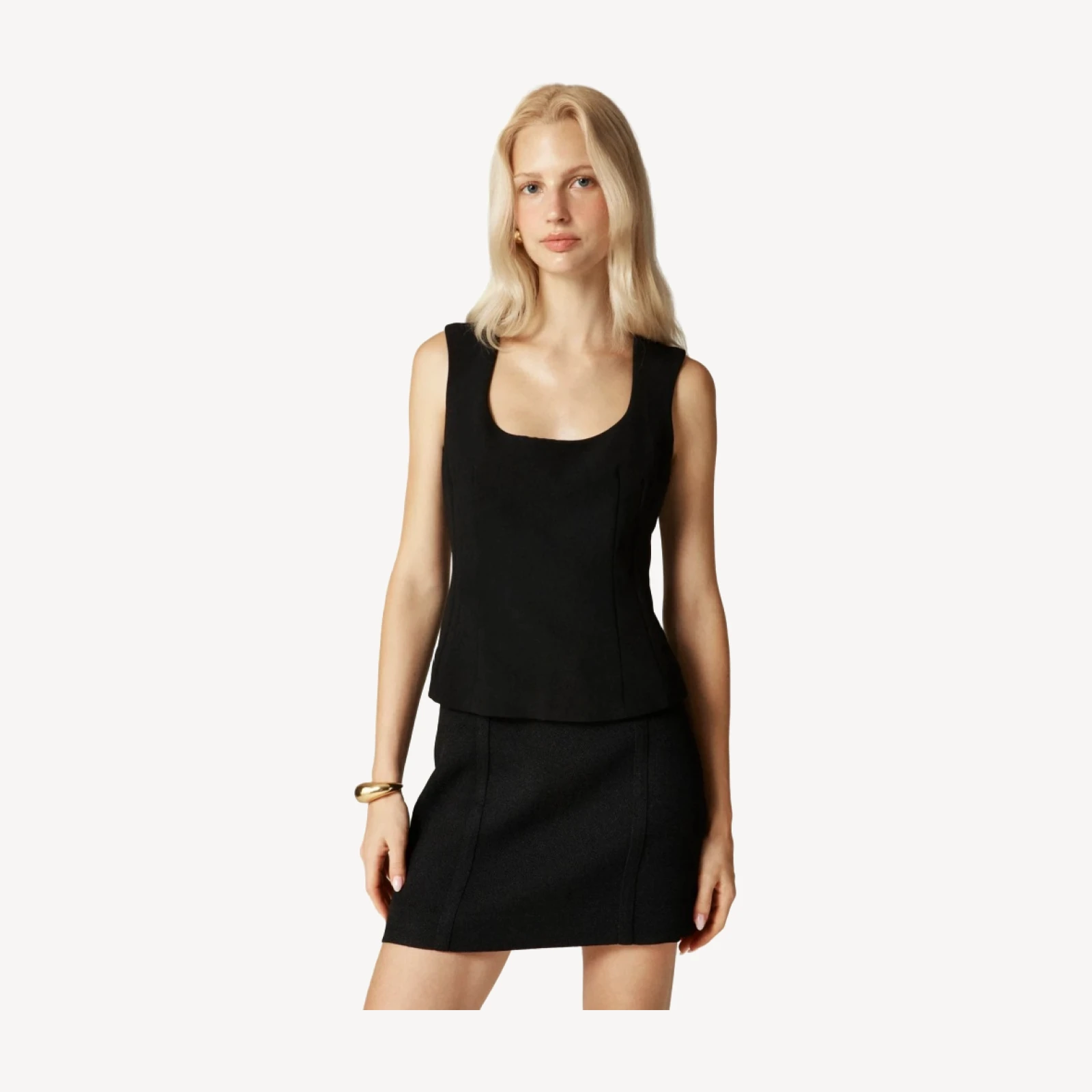 Wide scoopneck tank top in city crepe