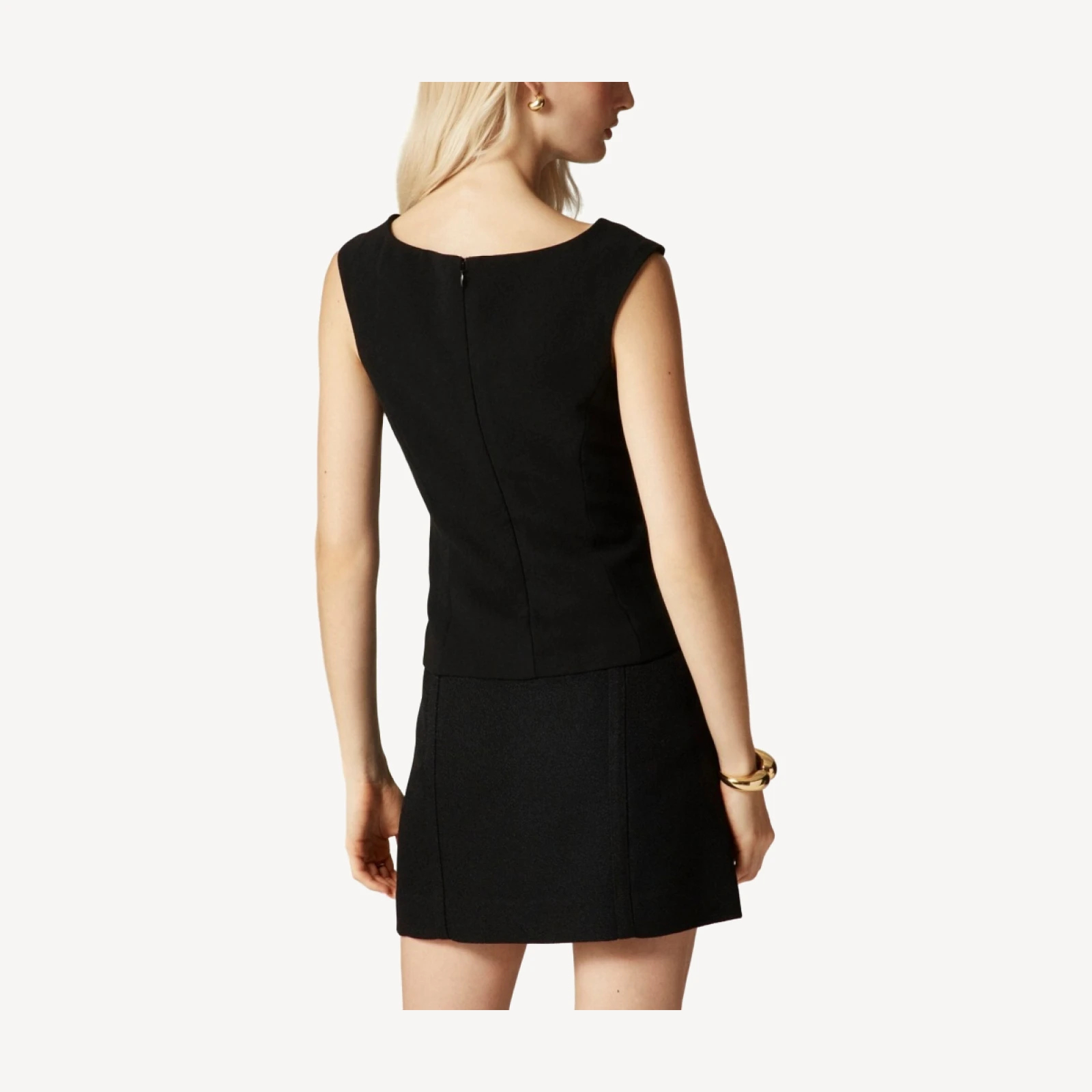 Wide scoopneck tank top in city crepe