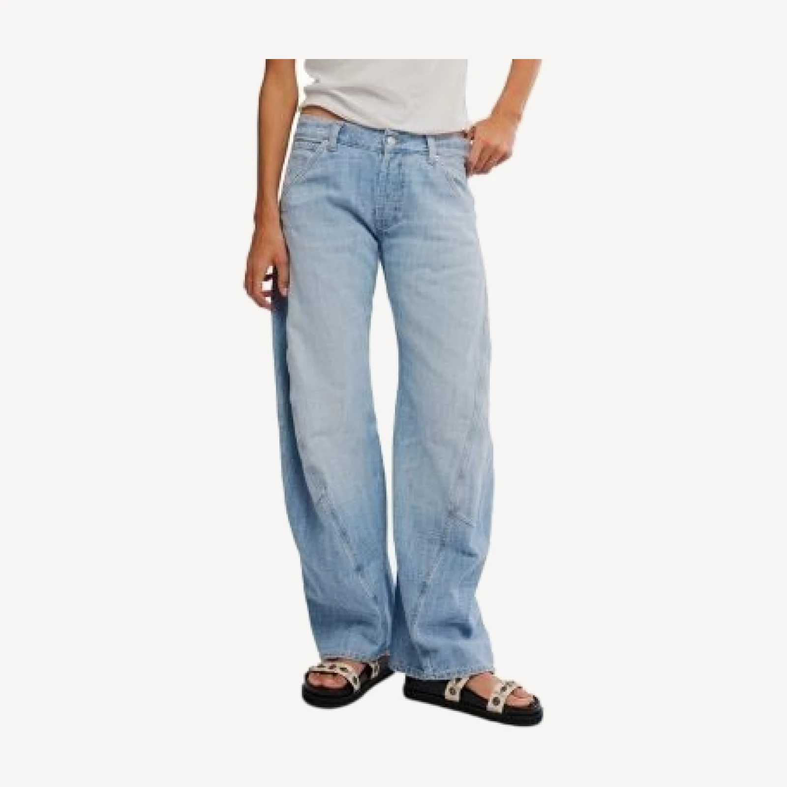 Free People Highland Low Rise Bowed Jeans in Art School