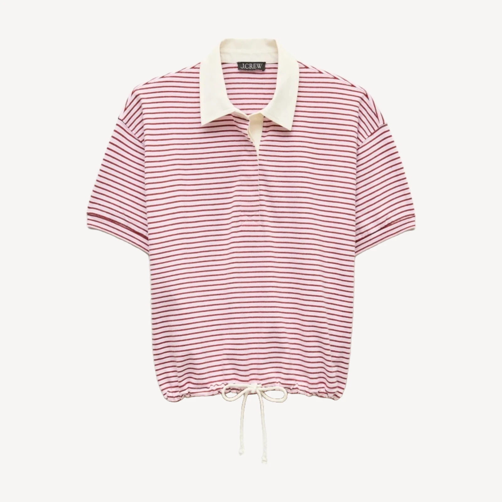 Boyfriend jersey drawstring-waist polo shirt in stripe