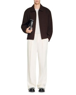 Sandro Crepe Waffled Zipper Jacket