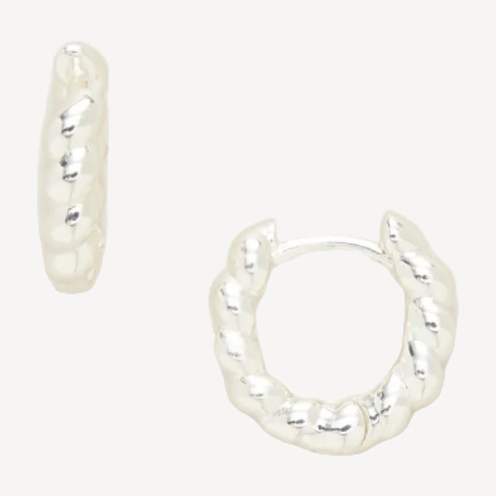Mini metallic twist huggie earrings