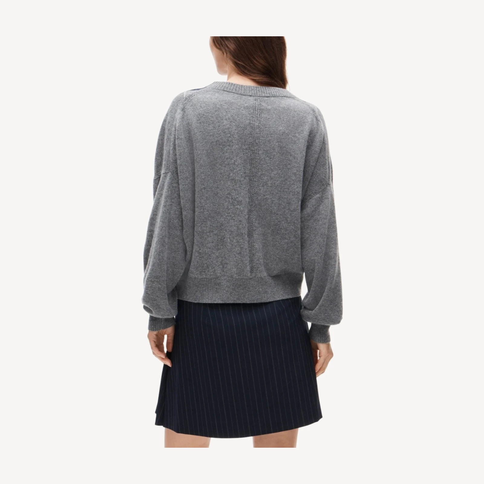 Cashmere blouson-sleeve sweater in argyle