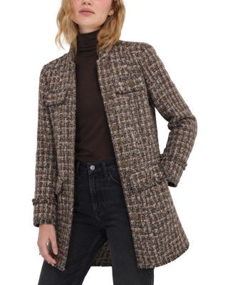 Liverpool Los Angeles Tweed Mandarin Collar Coat