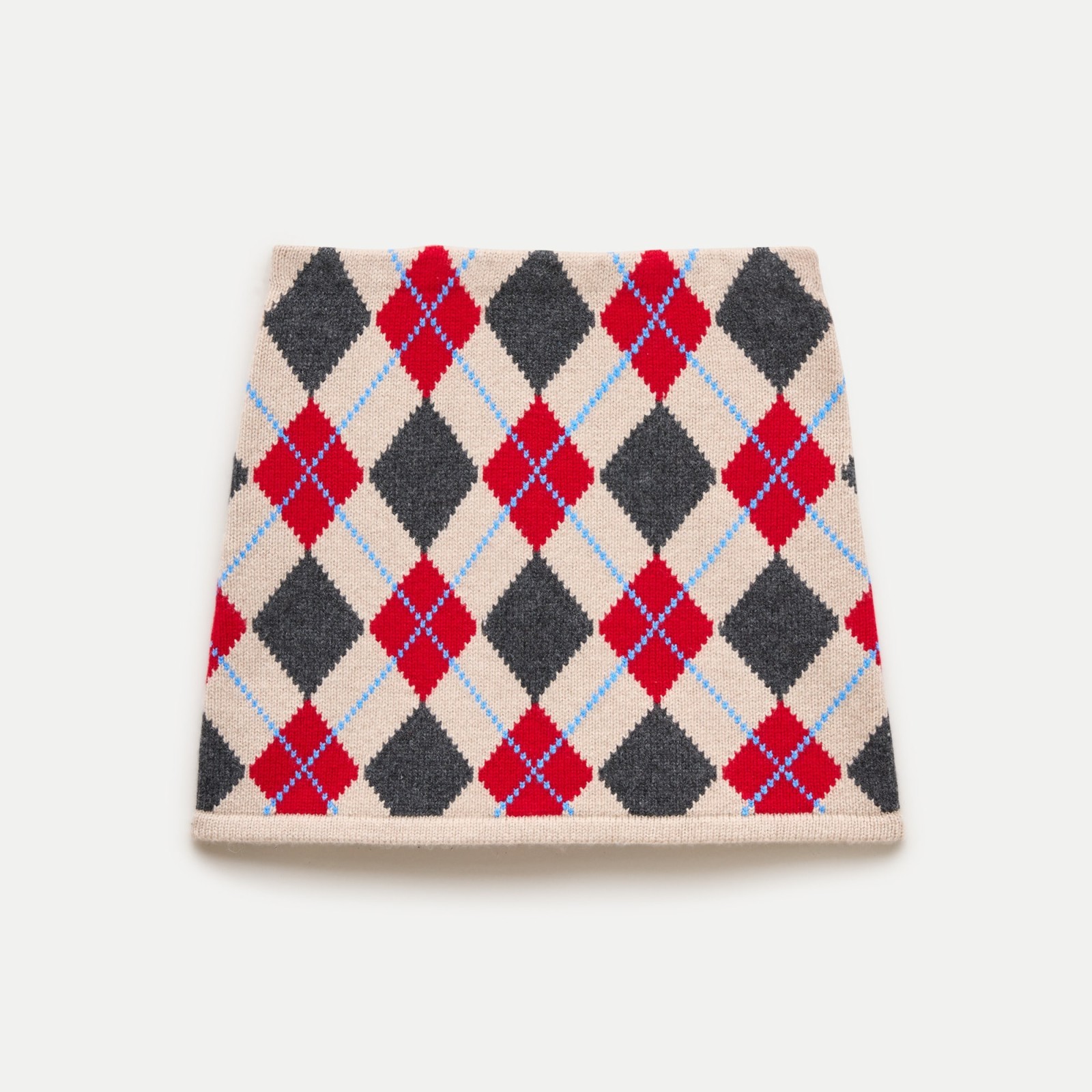 Mini knit sweater-skirt in argyle wool