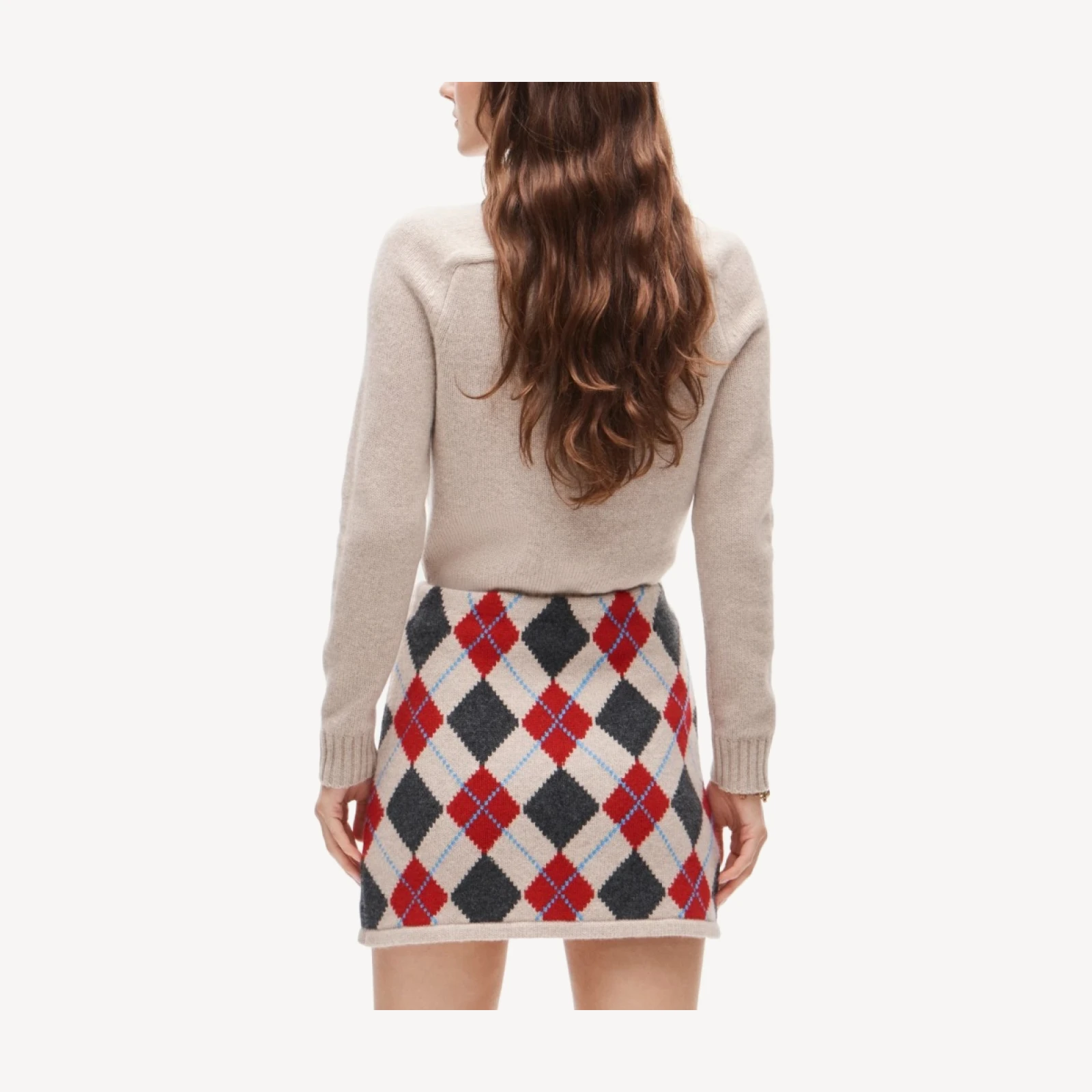 Mini knit sweater-skirt in argyle wool