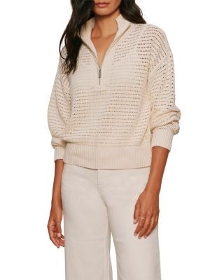 Sanctuary Quarter Zip Openwork Sweater