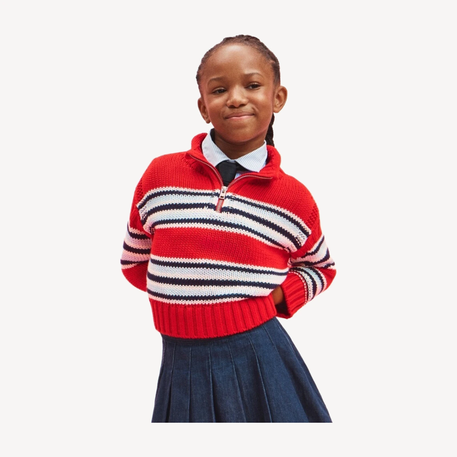 Girls' Rollneck™ quarter-zip sweater