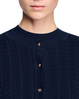 Sandro Textured Knit Cropped Cardigan