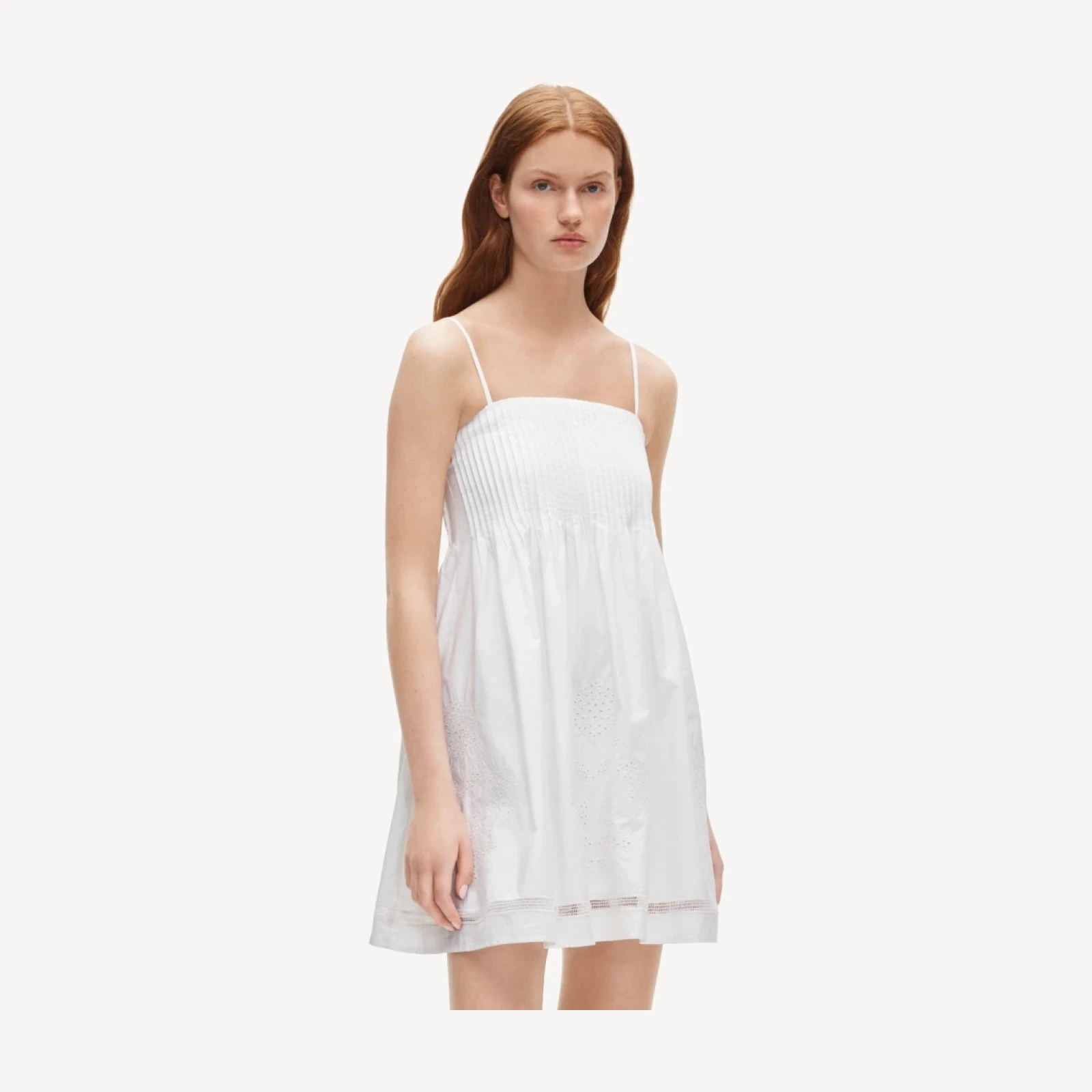Pintuck mini dress in cotton poplin