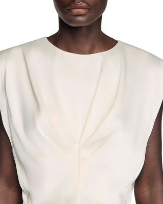 Sandro Pleated Satin Crop Top