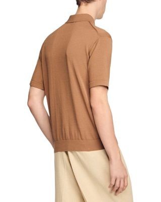 Sandro Cotton and Silk Polo Shirt