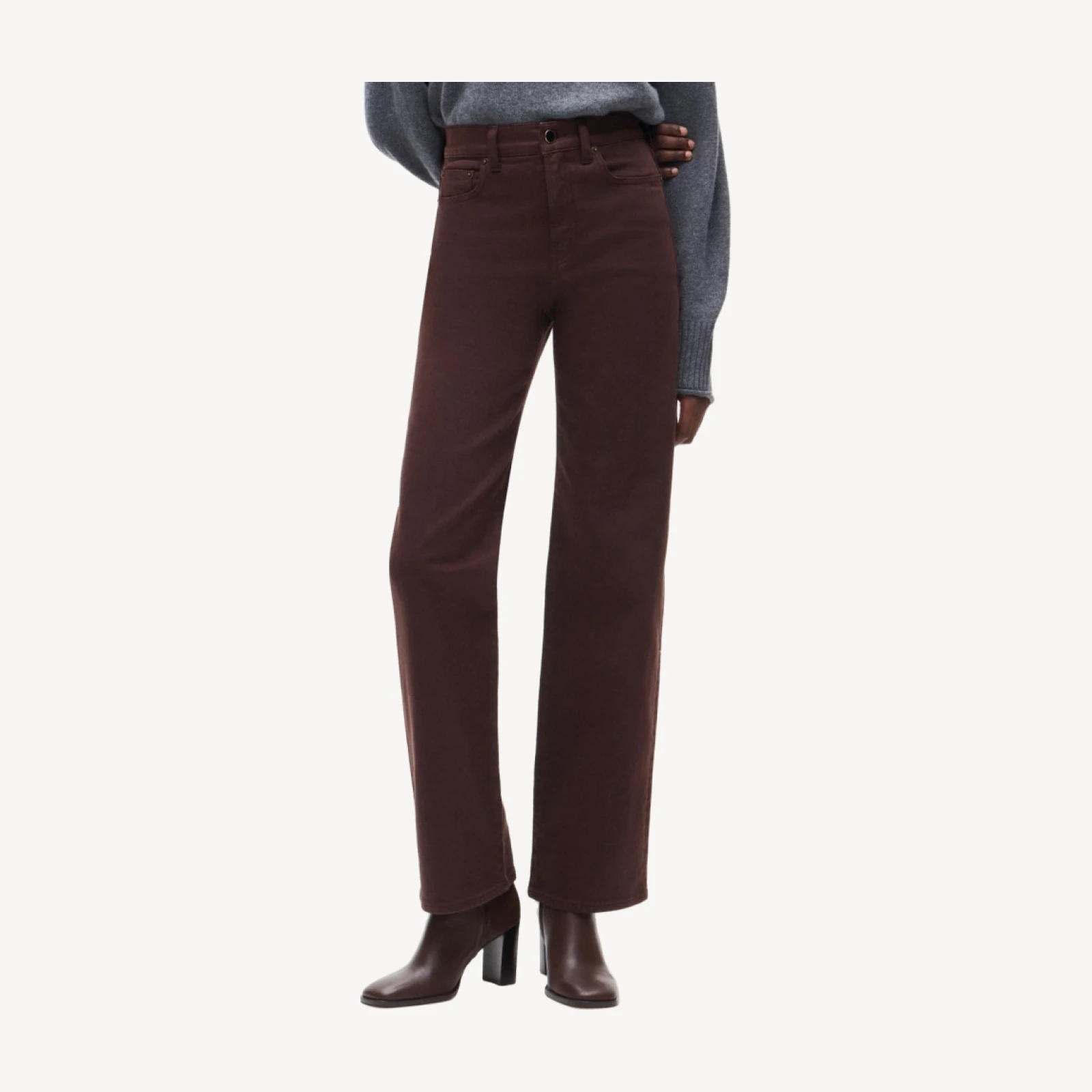 Full-length slim-wide jean in garment dye