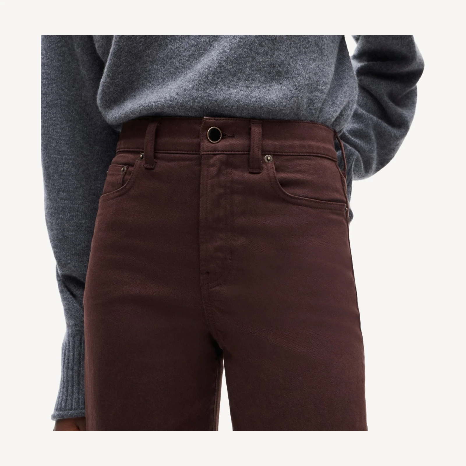 Full-length slim-wide jean in garment dye